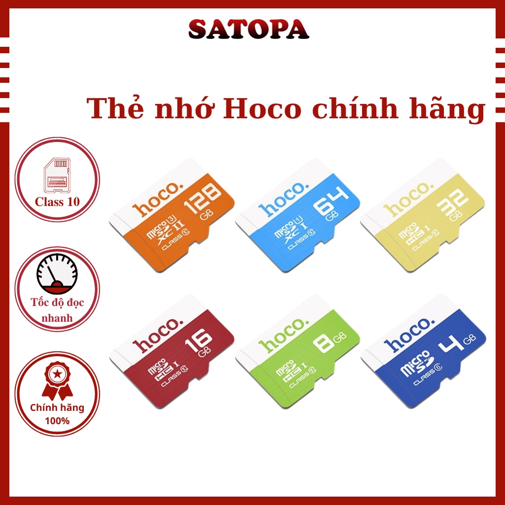 Thẻ nhớ Micro SD Hoco Class 10 chính hãng dung lương 4gb 8gb 16gb bảo hành 1 đổi 1 - SATOPA OFFICIAL