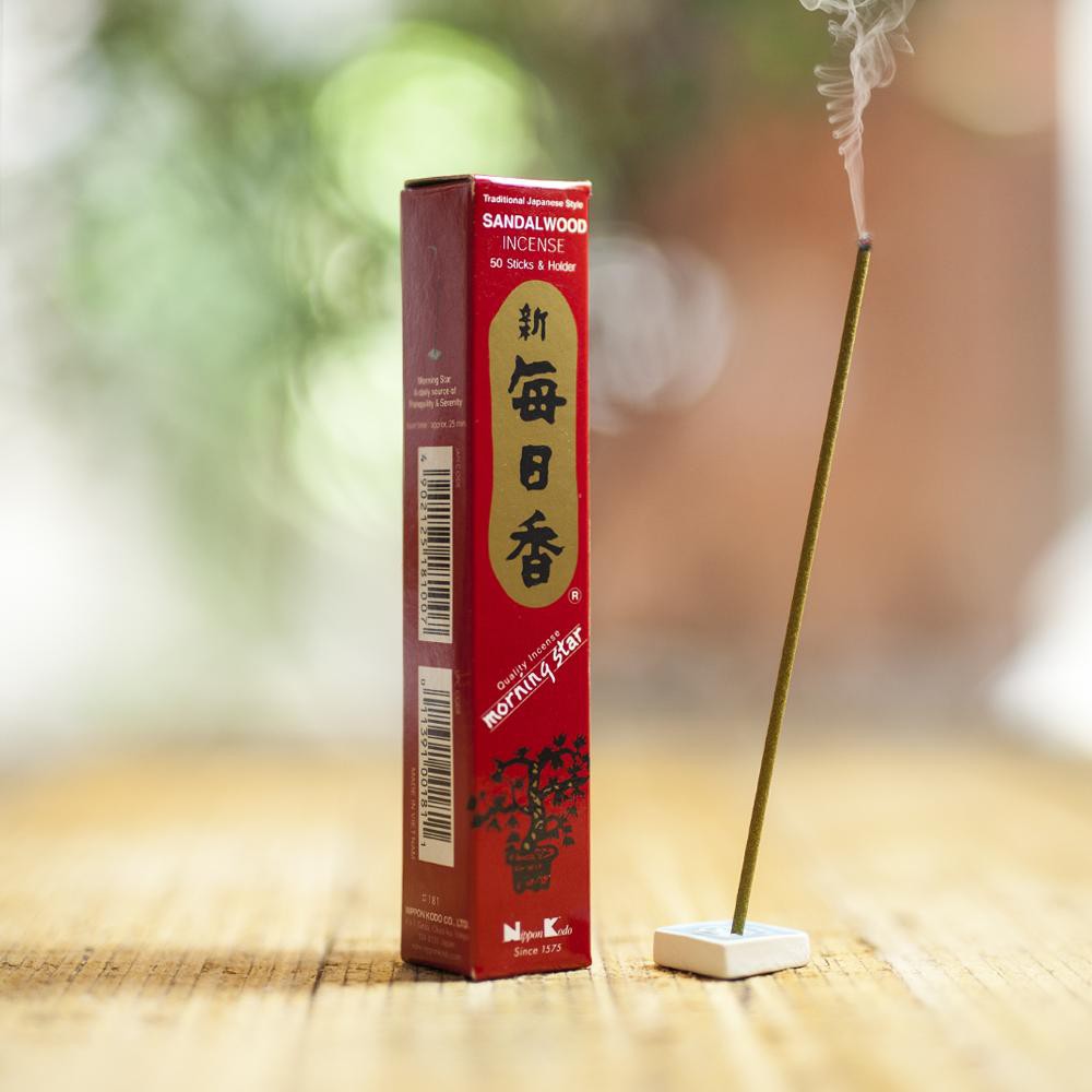 Nhang thơm Morning Star Sandalwood gỗ đàn hương 50 que, Thanh hương Nhật Bản thư giãn Nippon Kodo
