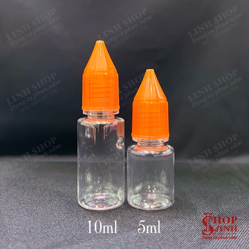 Bình chiết nhựa trong 10ml, 5ml, bình nhựa chai chiết, lọ nhựa chiết mực