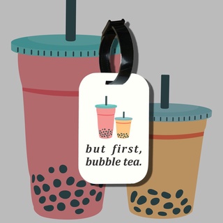 Thẻ hành lý của chodole làm bằng gỗ ép cán nhựa cao cấp in hình But first, bubble tea