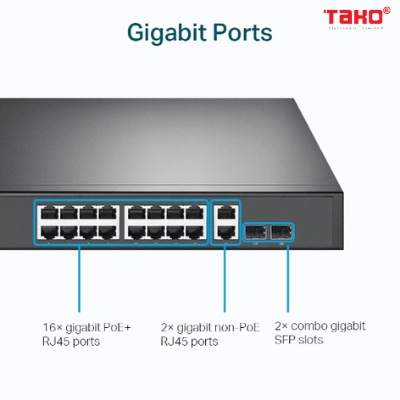 Bộ Chia Mạng, Thiết Bị Chuyển Mạch Tplink TL-SG1218MP,  Swich 18 cổng Gigabit, 16 PoE +