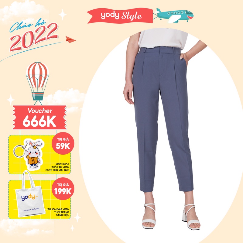 Quần Baggy vải YODY Thiết Kế cạp cao dáng công sở - QAN5074