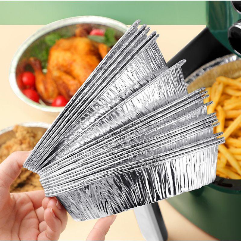 (Bộ 10) Khay giấy bạc lót nồi chiên không dầu dạng Đĩa cỡ lớn 18cm KM 20097