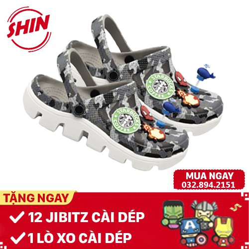 dép cross ràn ri vảy sơn đế lượn sóng💖FREESHIP💖dép cross bít đầu Camo trắng