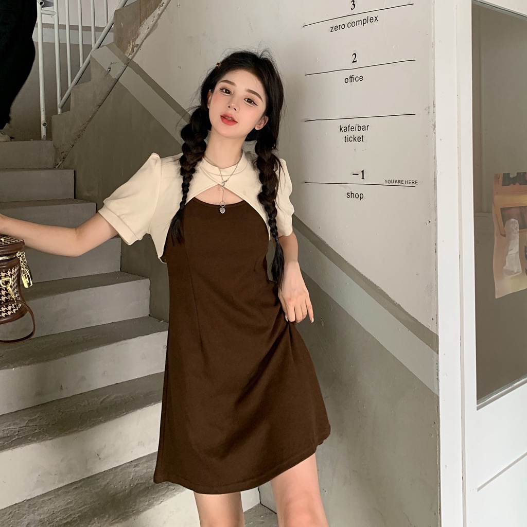 Set Áo Lửng Hai Dây Và Chân Váy Dài Thời Trang Nữ Tính