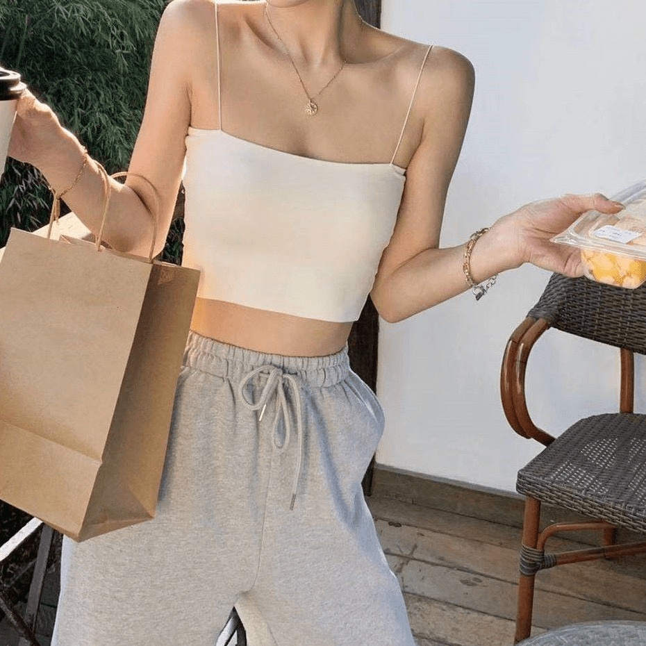 Áo 2 dây sợi bún thun đẹp 100% cotton đen trắng , áo croptop ôm mặc trong siêu mát freesize tôn dáng dễ phối đồ