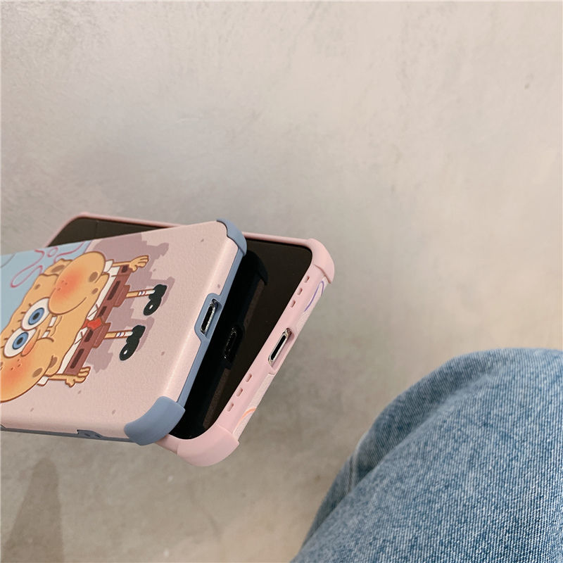 Ốp điện thoại nhựa mềm dập nổi hình Spongebob cho iPhone se/7/7p/8/8p/x/xs/xsmax/xr/11/12/mini/pro/promax