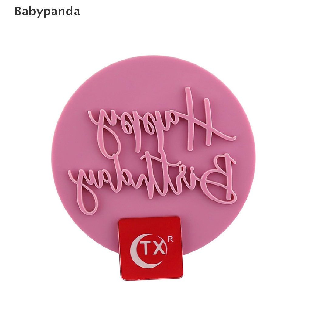 Khuôn Tròn In Nổi Họa Tiết Happy Birthday Trang Trí Bánh Kem Bằng Acrylic