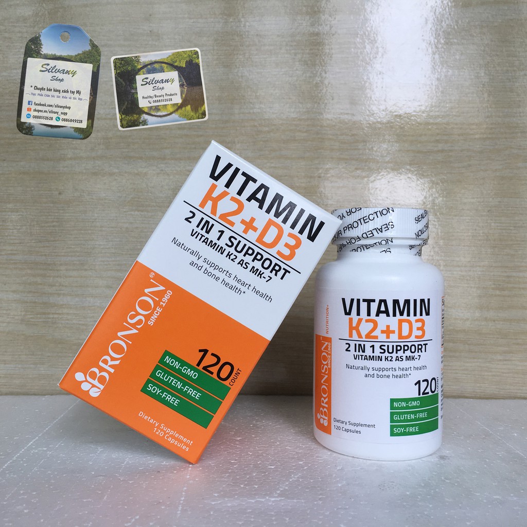Vitamin D3 K2 | Bronson Vitamin K2 D3 | Vitamin K2 + D3 | MK7 90mcg/D3 5000IU | Thế Giới Skin Care