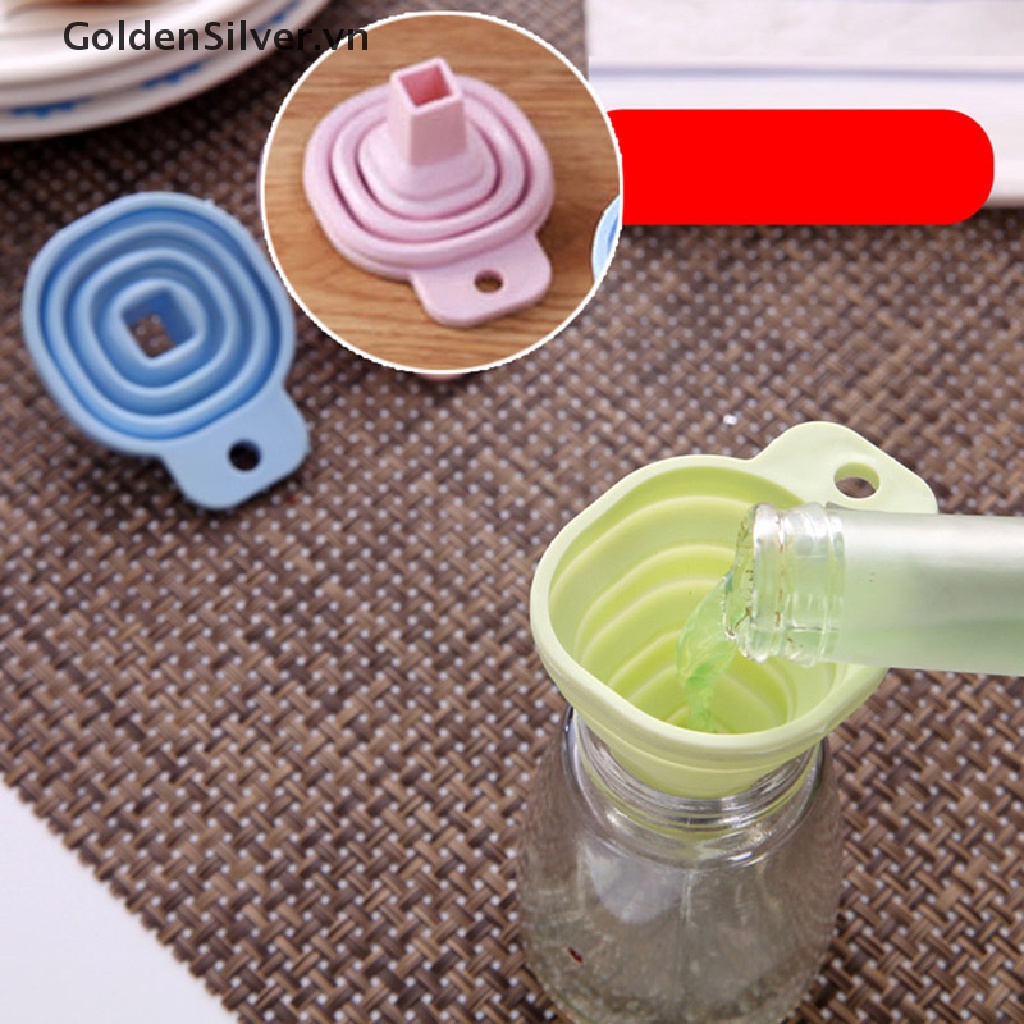Phễu Silicone Màu Vàng Bạc Thiết Kế Gấp Gọn Cho Nhà Bếp