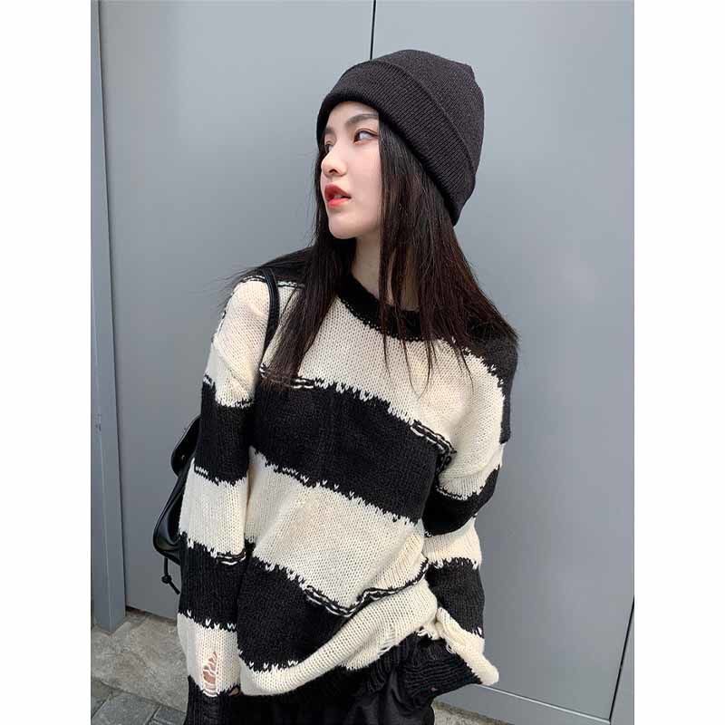 Áo len RÁCH nữ form rộng ulzzang phong cách Hàn quốc | BigBuy360 - bigbuy360.vn