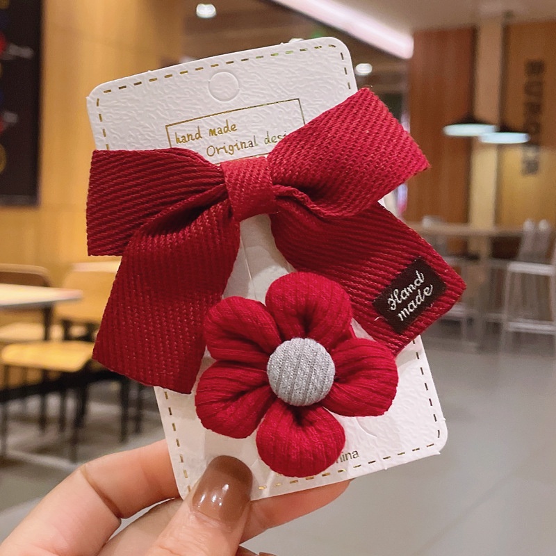 Kẹp Nơ Bằng Vải Họa Tiết Hoa Phong Cách Hàn Quốc Hàng Mới Dành Cho Trẻ Em