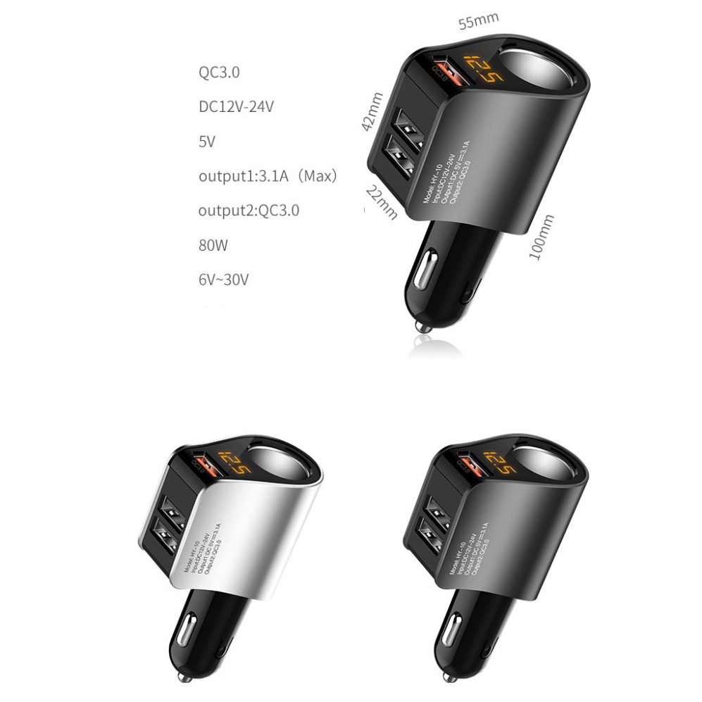 Tẩu Sạc ô tô QC 3.0 - Tẩu chia sạc chính hãng Hyundai HY-10 dùng được cho mọi loại xe