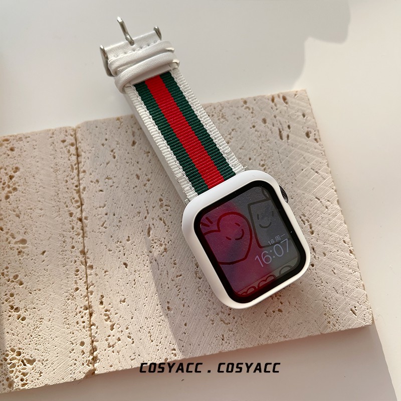 Dây Đeo Đồng Hồ Bằng nylon Họa Tiết Kẻ Sọc Thời Trang Dành Cho iwatch series 8 7 6 5 3 4 2 SE 41mm 45mm 40mm 44mm 42mm 38mm