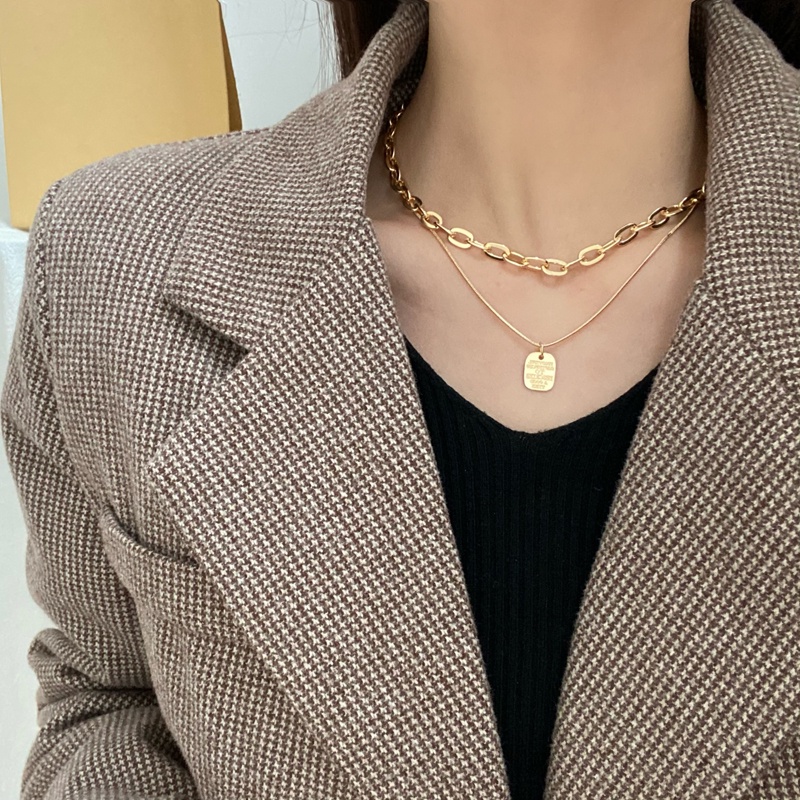 Dây chuyền nữ, vòng cổ nữ choker cá tính mặt vuông cá tính, layer 2 tầng có thể tháo rời Ivy.acc C11