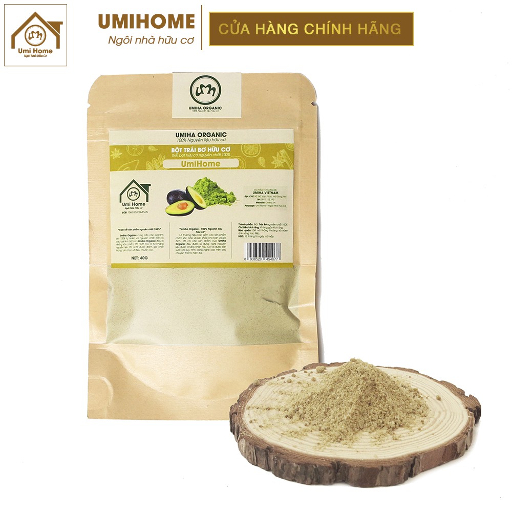 Bột Bơ đắp mặt hữu cơ UMIHOME nguyên chất | Avocado powder 100% Organic 40G