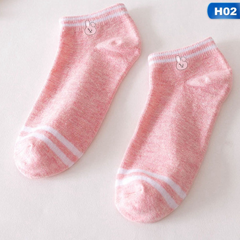 Vớ Cotton Mỏng In Hình Hoạt Hình Bts