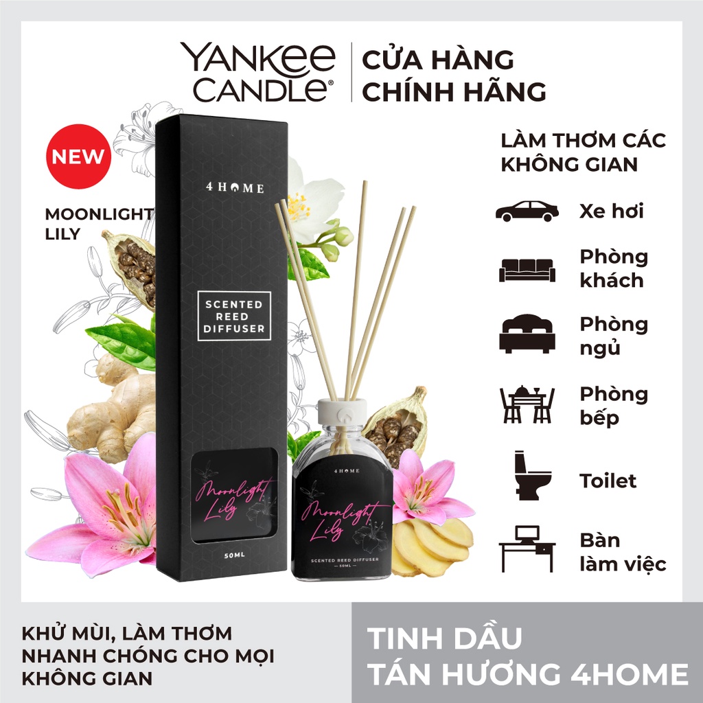 Tinh dầu tán hương 4Home từ Yankee Candle - Moonlight Lily (50ml)
