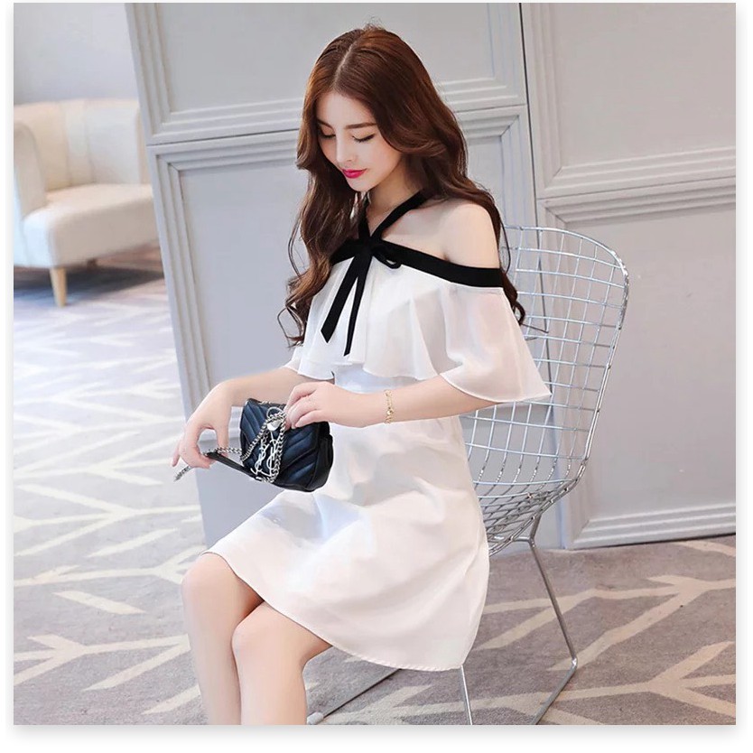 ĐẦM NỮ TRỄ VAI HHP CHẤT LIỆU VOAN HAI LỚP TINH KHÔI