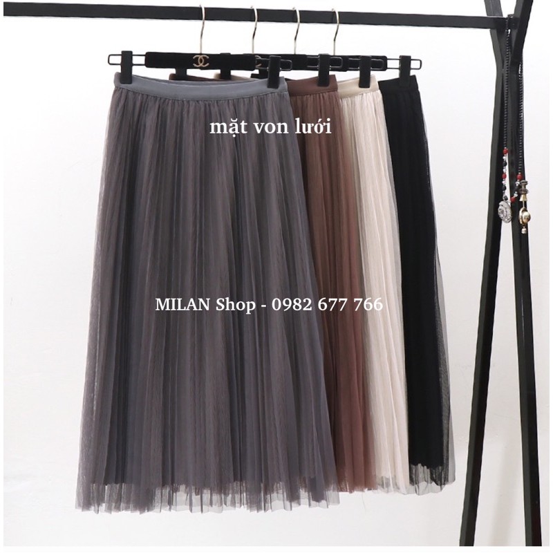 Chân váy xếp ly mặc được 2 mặt chất nhung & vải Quảng Châu | BigBuy360 - bigbuy360.vn