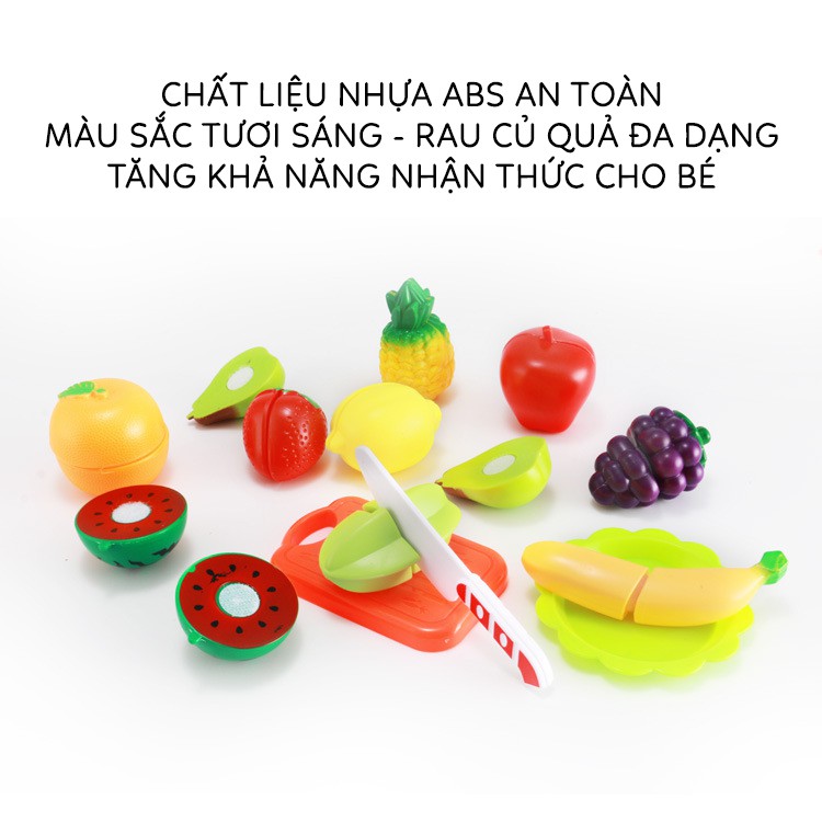 Đồ chơi cắt hoa quả thông minh đầy đủ chi tiết, mô phỏng nhà bếp giúp bé vừa học vừa chơi, chất liệu nhựa ABS