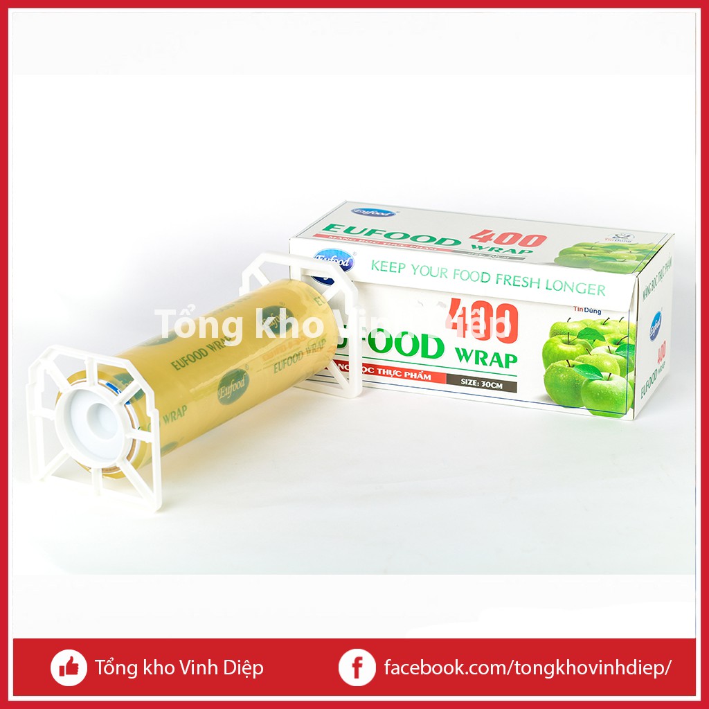 Màng bọc thực phẩm EUFOOD Wrap 400 size 30cmx250m có dụng cụ cắt - Hàng loại 1