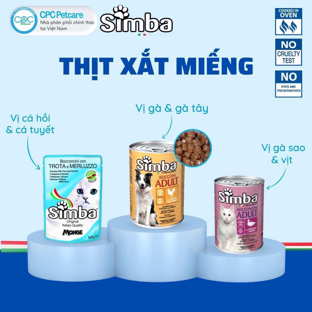 Pate Simba dạng thịt miếng cho mèo 100gr - nhập khẩu Ý