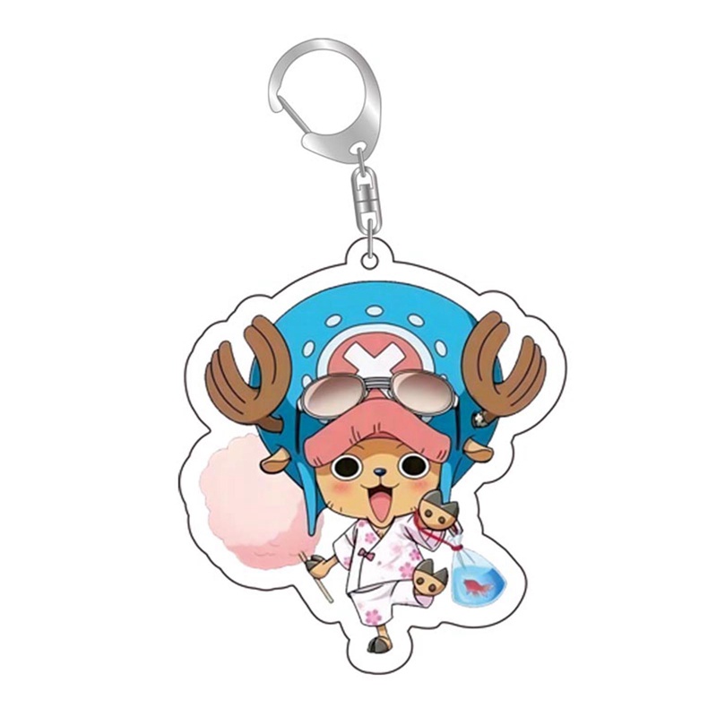 flowersqueen Móc Khóa Nhựa Acrylic Hai Mặt Họa Tiết Hoạt Hình One Piece