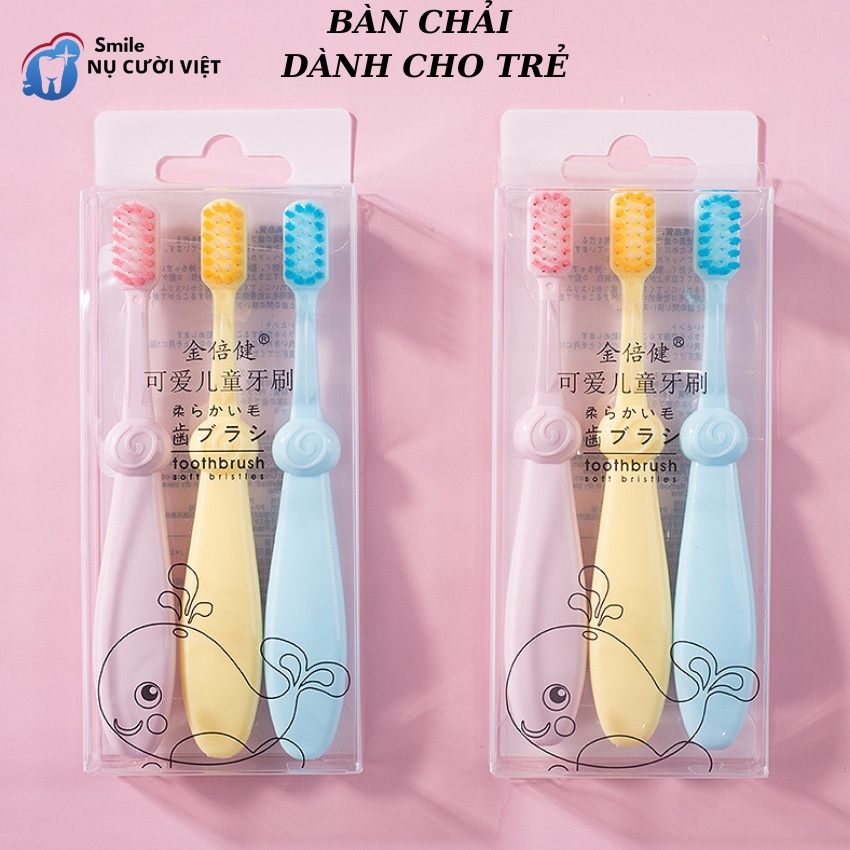 Bàn chải đánh răng Cho Trẻ lông mềm Kid's Toothbrush Combo Bộ 3 Cái Dành Cho Bé 3 Đến 9 Tuổi