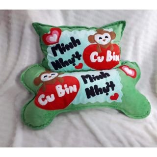 Bộ 2 gối nằm và ôm handmade khỉ ôm tim