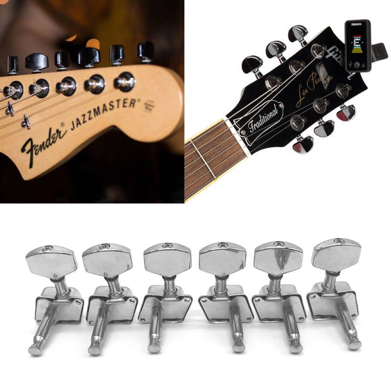 SUP 6Pcs L/R Acoustic Guitar Machine Head Knobs Folk Guitar String Tuning Pegs Tuner