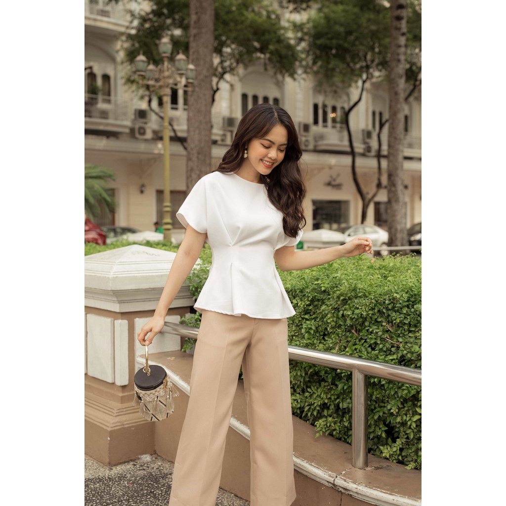 EDINI Quần Ống Rộng Màu Nude - Q147