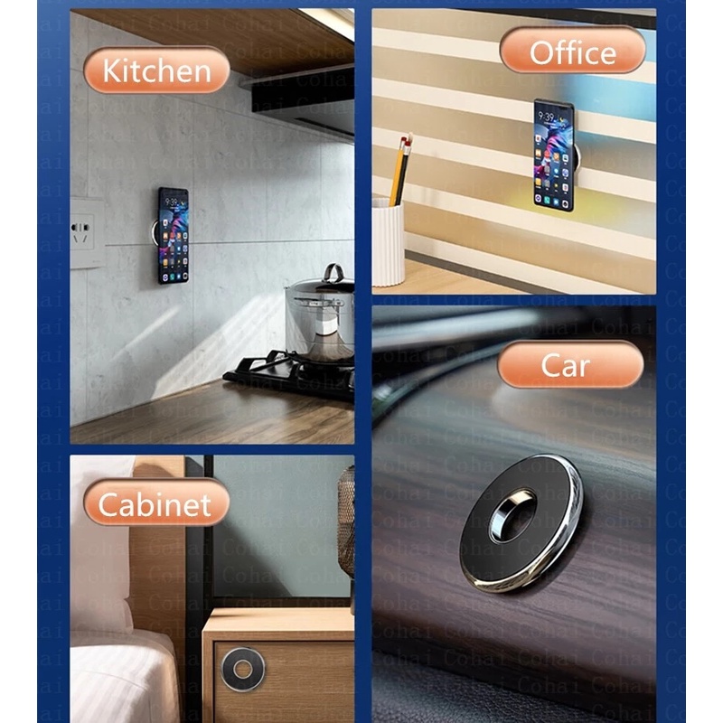 Giá Đỡ Điện Thoại Từ Tính Xoay 360 Độ Bằng Kim Loại Gắn Xe Hơi Tiện Dụng Cho iP Samsung Xiaomi
