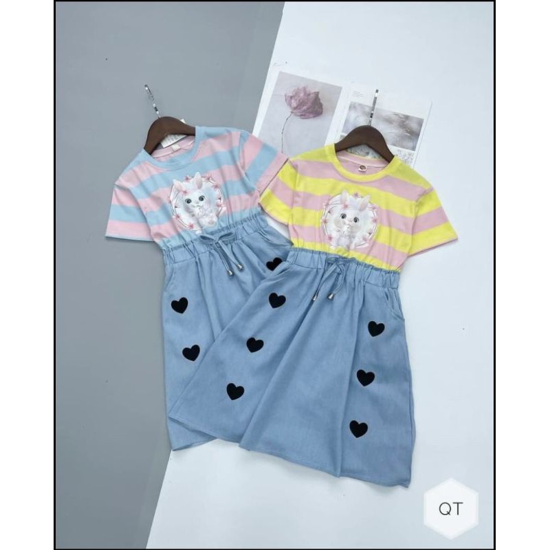[sz 140_170] Đại cồ Váy jean phối cotton cho bé gái size đại, hàng quảng châu cao cấp