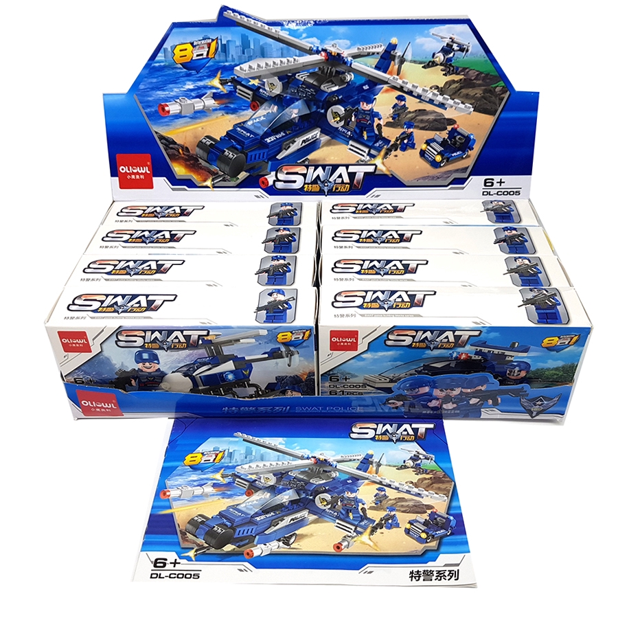 [8 trong 1] Bộ xếp hình lego lắp ghép siêu máy bay trực thăng cảnh sát SWAT (Tổng 514 miếng ghép)