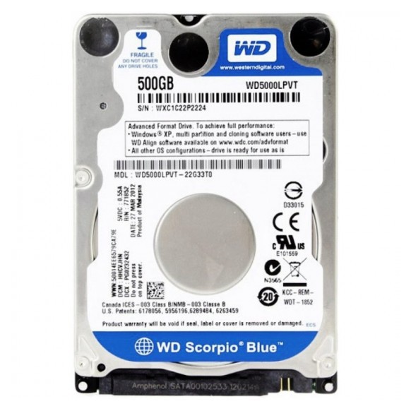 Ổ Cứng Mỏng Wd Blue 500 Gb