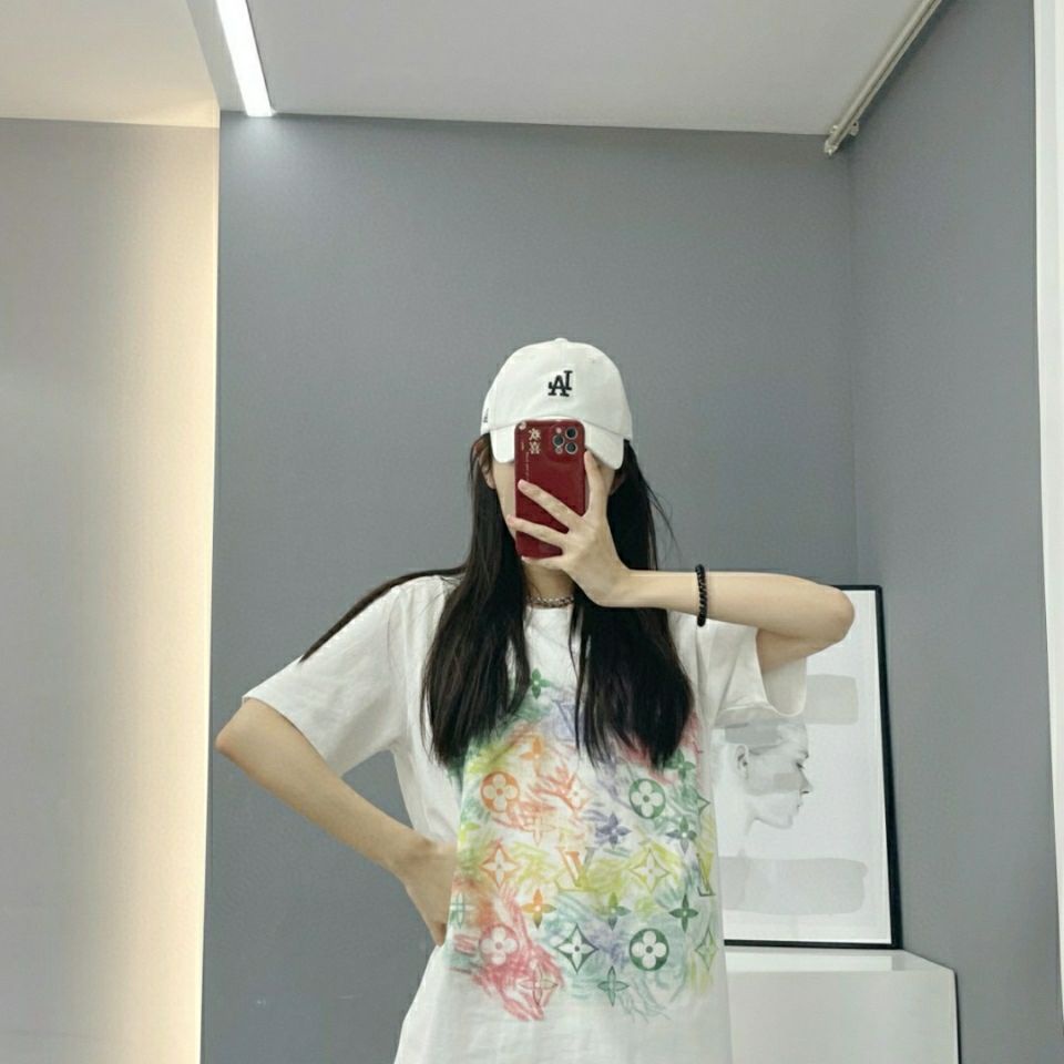 Lv Áo Thun In Họa Tiết graffiti Chữ V Thời Trang Cho Nam Nữ