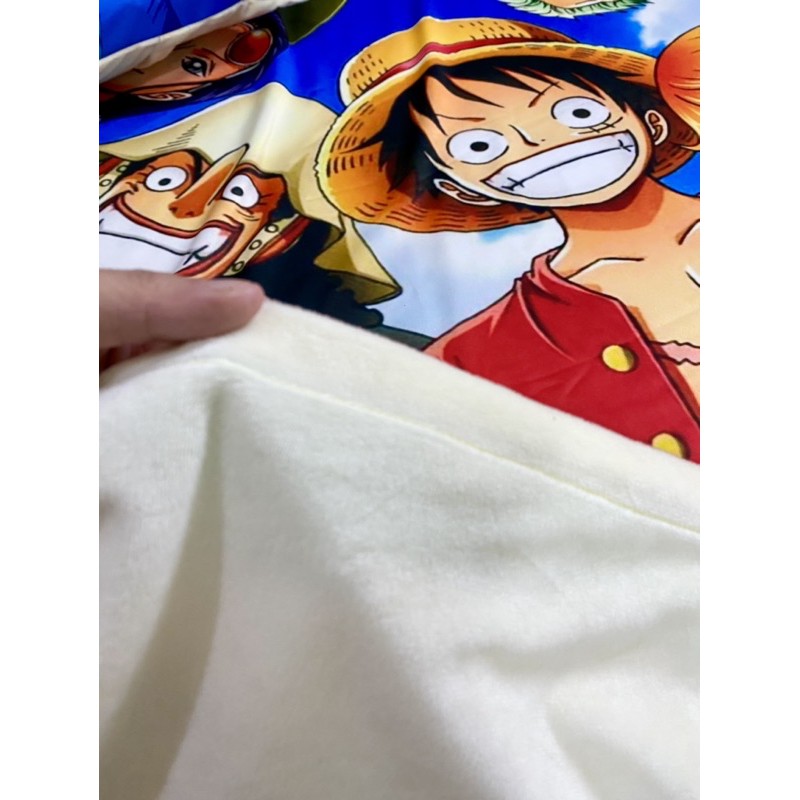 Combo gối nằm gối ôm (kèm ruột) và chăn Luffy cho bé 3-5 tuổi