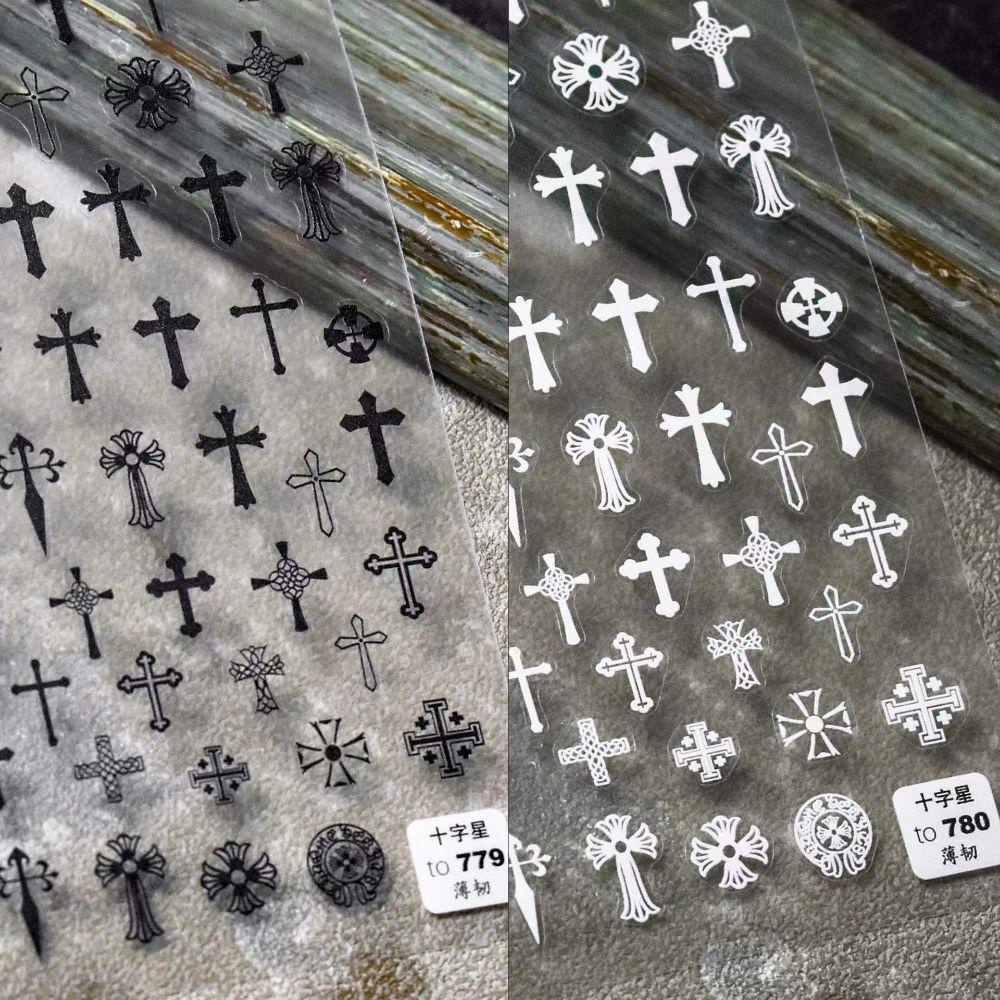 OCEANMAP Miếng Dán Móng Tay Tự Dính Siêu Mỏng Họa Tiết Hoa / Thánh Giá / Ngôi Sao Trang Trí Móng Nghệ Thuật