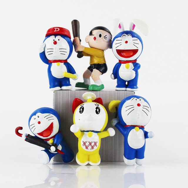 Bô 06 Mô Hình Nhân Vật Trong Phim Chú Mèo Máy Thông MInh Doraemon,Nobita,Doraemi