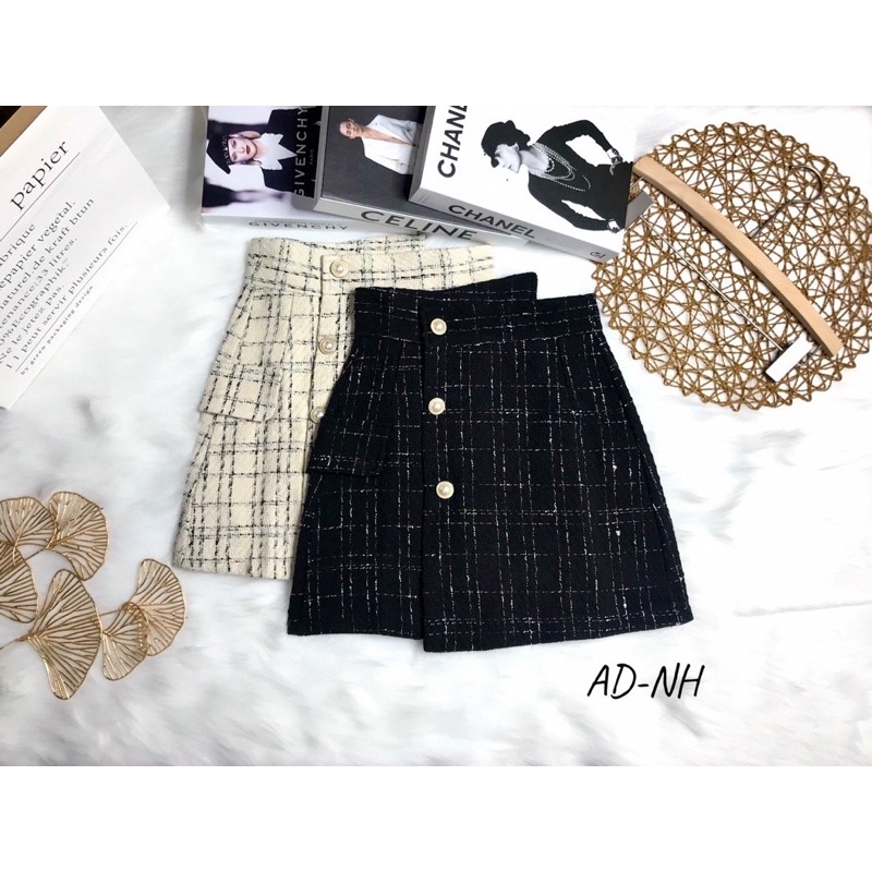 QUẦN GIẢ VÁY TWEED VẠT CHÉO CÚC QUẢNG CHÂU MS15627