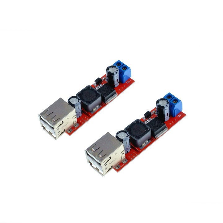 Mạch hạ áp sạc điện thoại từ acquy, xe điện 5V 3A hai đầu ra usb- Linhkiensv