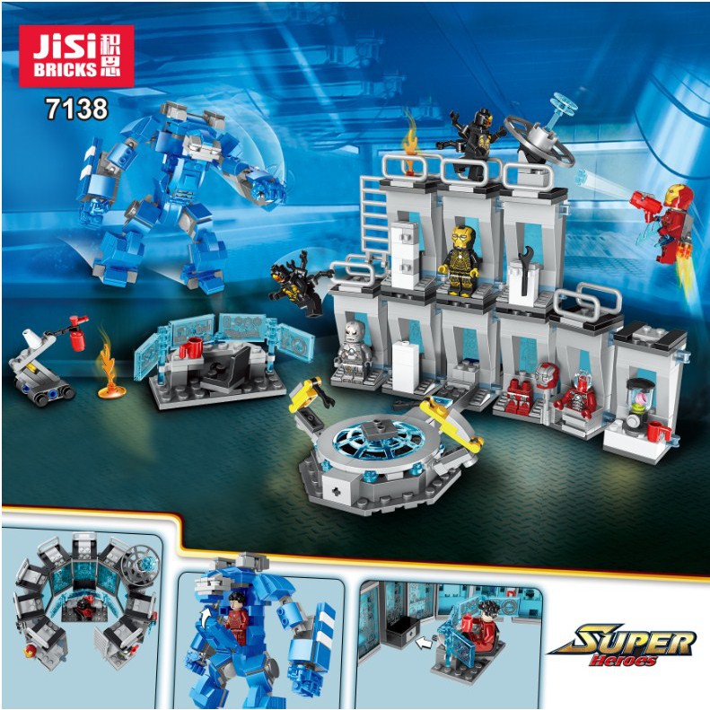 Bộ đồ chơi xếp hình Lego Super Heroes 7138- Phòng Chứa giáp Iron man Jisi Bricks