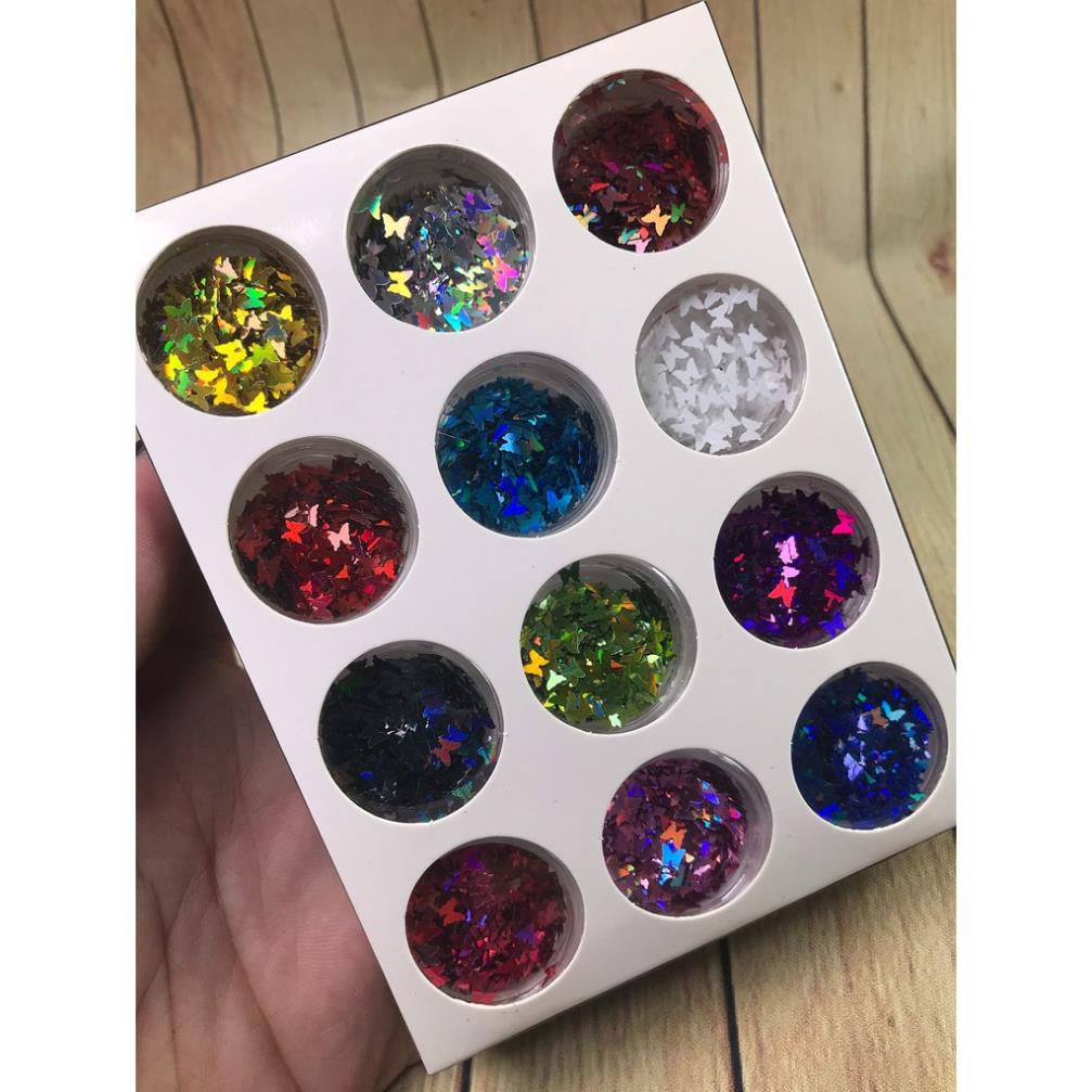 Phụ Kiện Trang Trí Móng Tay Hình Bướm ( Set 12 Màu )