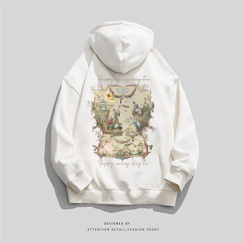 NRVP Áo Khoác Hoodie Tay Dài Dáng Rộng In Họa Tiết Phong Cách Hàn Quốc Dành Cho Nam Nữ