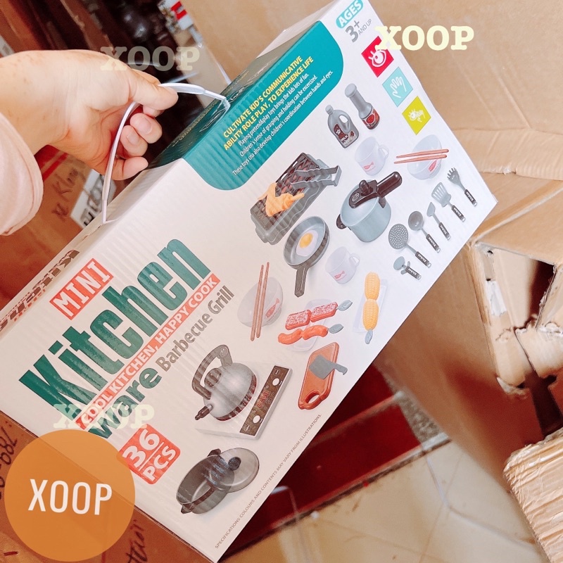Đồ chơi ! Bộ đồ bếp xám kitchen 36 chi tiết cho bé trai bé gái
