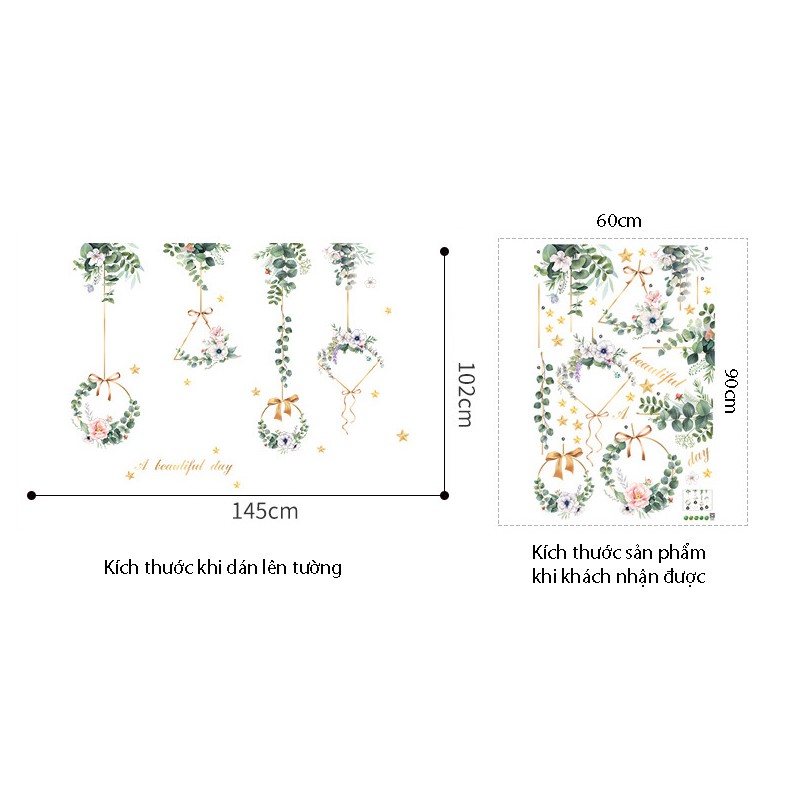 Tranh dán tường trang trí ký túc xá, phòng ngủ, phòng khách sofa (mẫu HT06: Vườn cổ tích) | BigBuy360 - bigbuy360.vn