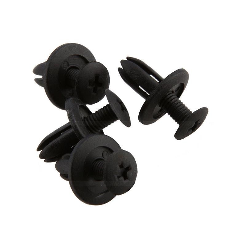 FENDER Set 50 Đinh Tán Nhựa 6mm Màu Đen Chuyên Dụng Cho Xe Hơi