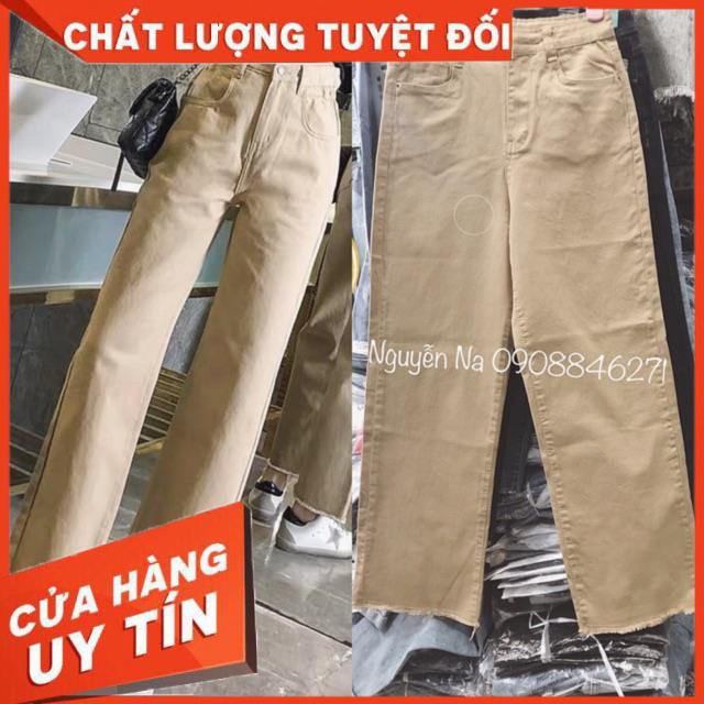 QUẦN JEANS CULLOTES MÀU BE LƯNG SIÊU CAO- hình thật chính chủ