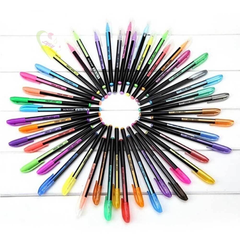 LE 48pcs/36pcs/12pcs/Gel Pens Ball Pen Refills Neon Glitter Rollerball Pastel for Drawing @VN